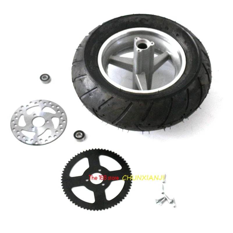 90/65-6.5 tubeless /vacuum tire Rear Wheels with Brake Disc rear sprocket for 47cc/49cc 2 stoke Mini pocket bike wheel & dis