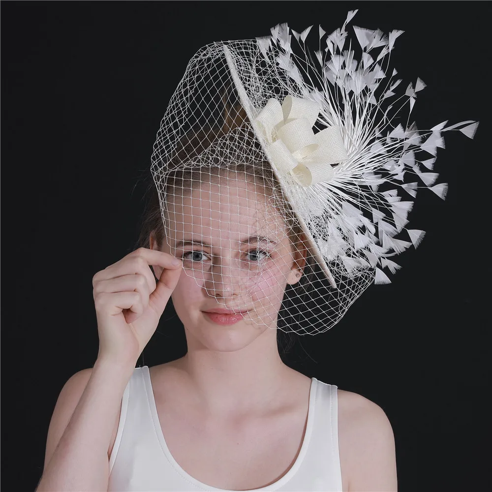 Party Derby Women Big Hats Wedding Mesh Fascinators Chapeau Elehant Female Bridal Married Mesh Headwear Veils Hair Accessories