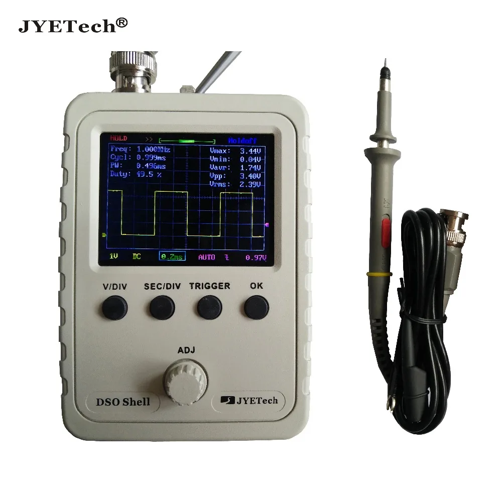 Jyetech Original Dso150 Dso Escudo Digital Handeld Osciloscópio Montado com a Mais Recente Firmware Bnc Sonda Incluído Saída de Dados