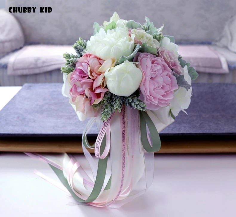 Brand new Artificial flowers Bridal bouquet Bridesmaid bouquets Wedding Decoration White & Pink color Romantic Wedding bouquet