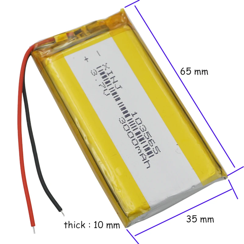 Xinj 3.7V 3000Mah 11.1Wh Polymeer Li Lithium Lipo Batterij 103565 Voor Telefoon Gps Bluetooth Speaker Pad Mid Power bank Tablet Pc
