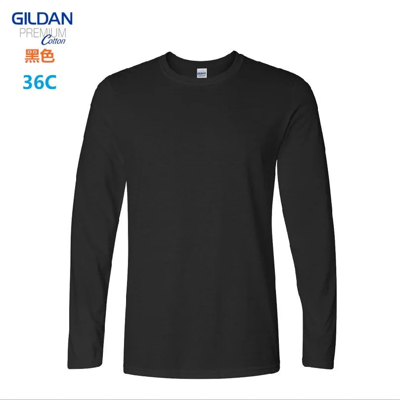 GILDAN 764000 Men 100% Cotton T-shirts Solid Long Sleeve O-Neck T Shirt Mens Tops Tees Basic Winter Autumn TShirts Male