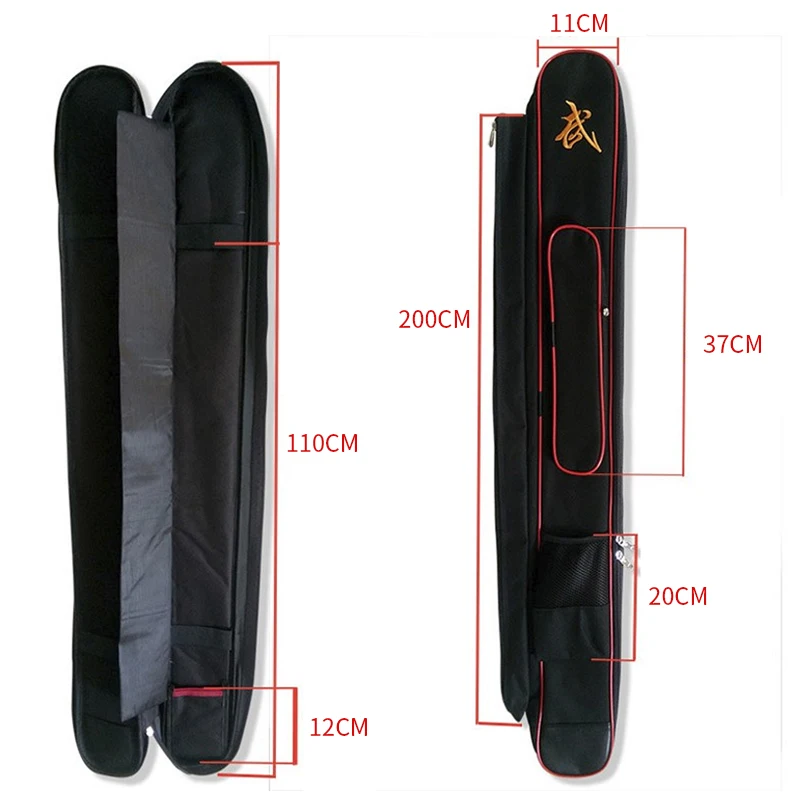 Grande capacidade multifunction espada vara sacos 1.1m taichi dupla camada espada sacos wushu e kung fu artes marciais produtos