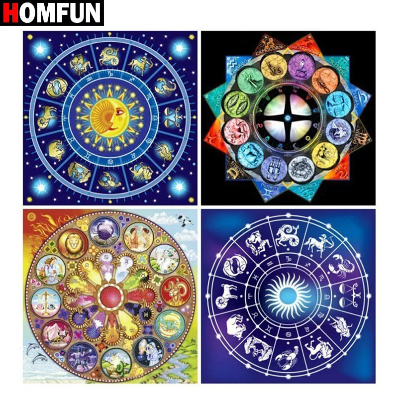 

HOMFUN Full Square/Round Drill 5D DIY Diamond Painting "Twelve constellations" Embroidery Cross Stitch 5D Home Decor Gift