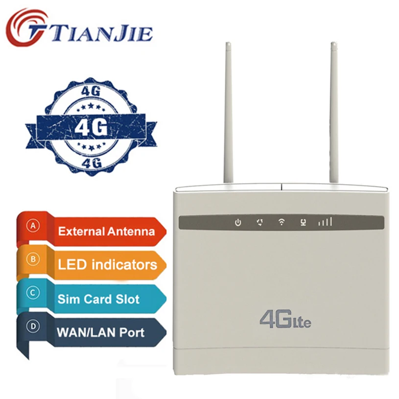 TianJie 4G LTE Wifi Router CPE Repeater Modem Mobile Hotspot Wireless Broadband With SIM Solt Gateway