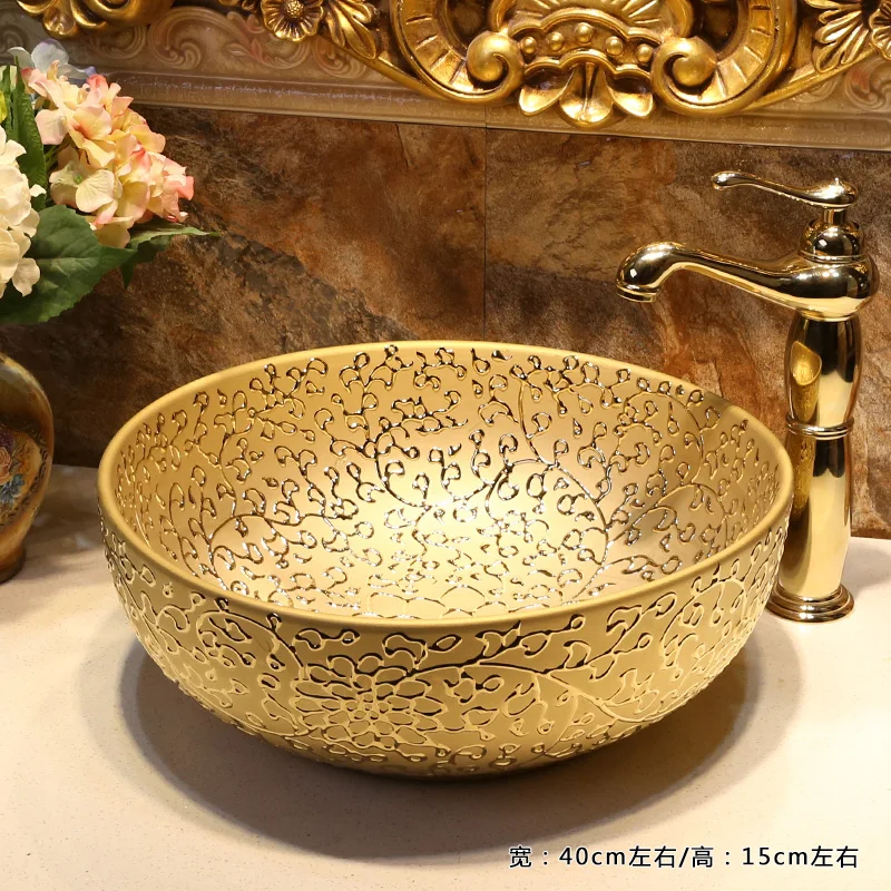 Golden China Bathroom ceramic sinks china wash basin Ceramic Counter Top Wash Basin Bathroom Sinks coloured wash basins