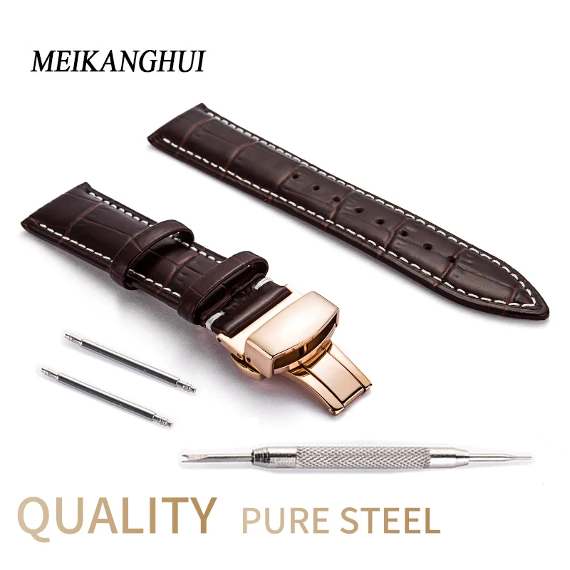 Watchband  12 13 14 15 16 18 19 20 21 22 24mm Soft Calf Genuine Leather Watch Strap Alligator Grain Watch Band for Tissot Seiko