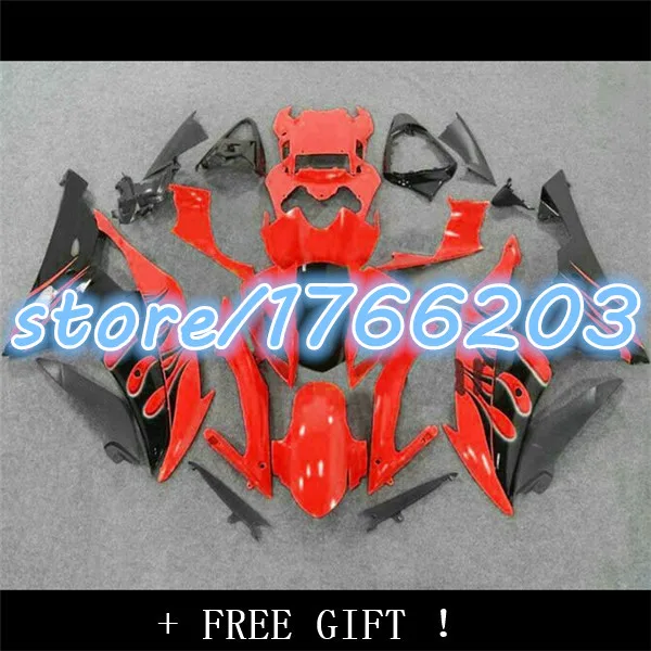 

Black flames red Fairing kit for YZFR6 08 09 10 11 12 13 14 YZF R6 2008 2014 YZF600 Fairings Ning