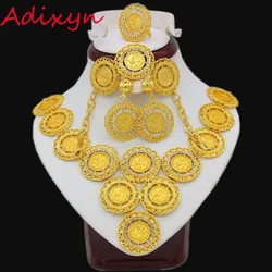 Adixyn Turkey Coin Necklace/Earring/Ring/Bracelet Jewelry Sets For Women Gold Color Coins Arabic/African Bridal Wedding Gifts