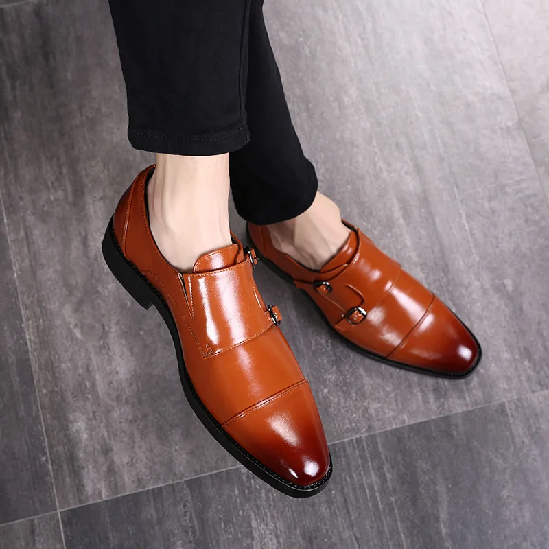 Italian Luxury Brand Leather Formal Shoes Men Classic Oxford Shoes For Men Loafers Men Dress Shoes Double Monk Strap Footwear image 5