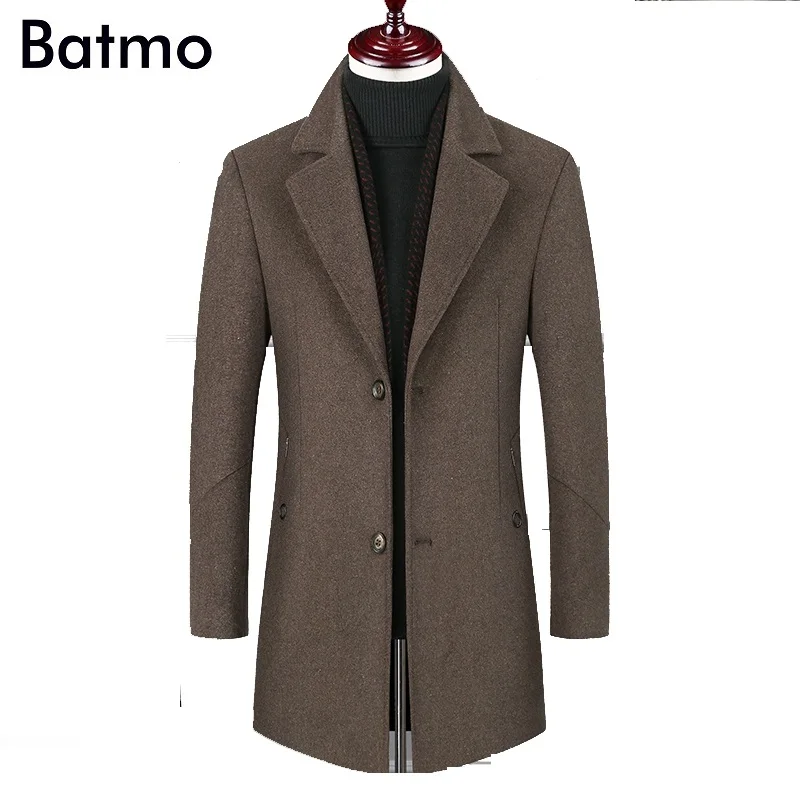 BATMO 2024 new arrival winter high quality wool thicked trench coat men,men's gray wool jackets ,plus-size M-6XL,1828