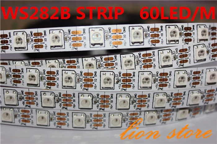 Non waterproof DC5v 5m 300 leds 60 pixels/m 5050 smd ws2812 ws2811 rgb led strip lights,white pcb,Programmable Addressable