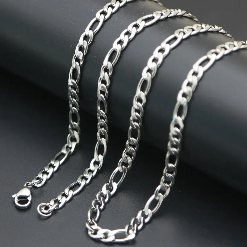 Fashion Men's Titanium Stainless Steel Flat O Link Chain Necklace 16-36inch Long,3-7mm Wide Big Necklaces For women Wholesale