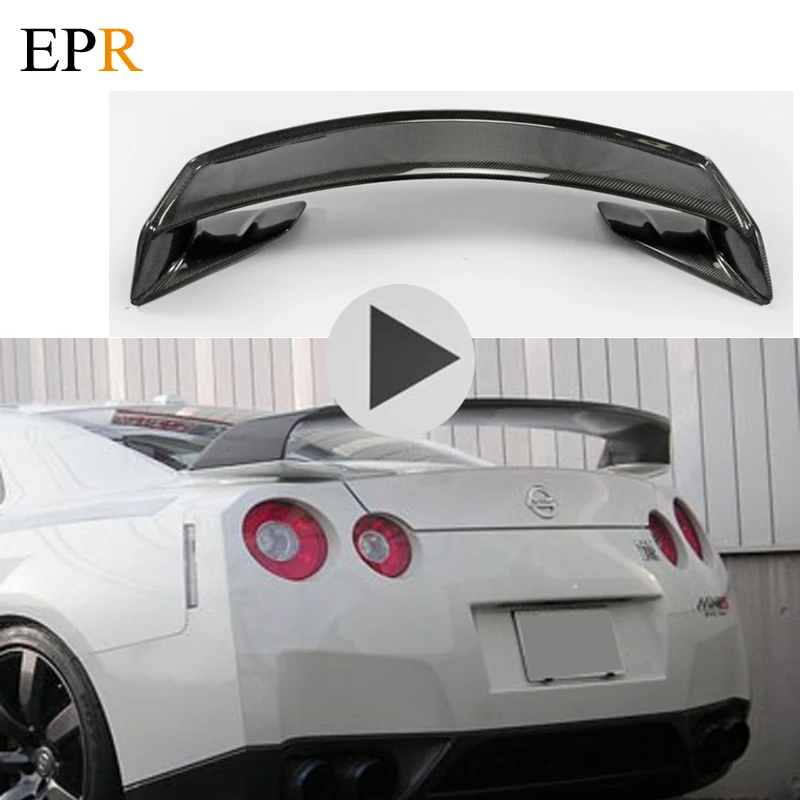 Car Accessories For Nissan R35 GTR Mines Carbon Fiber Rear Spoiler With Base Car Styling GT-R MI Style Trunk Wing Part Bod Kit