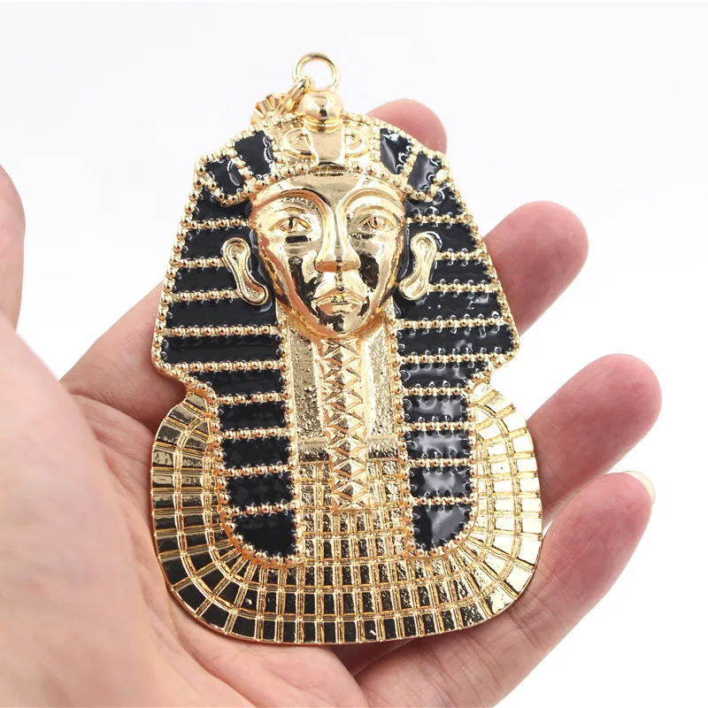 Wholesale Black Enamel Tutankhamun Classic Egyptian Pharaoh Head Pendant Necklace Hip Hop Punk Necklace Jewelry For Men Women