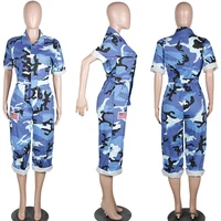 Women Camouflage Jumpsuit Army Military Cargo Shorts Female Playsuit Print Rompers Zipper Streetwear Chic  One Piece Pants Jum - Image 5
