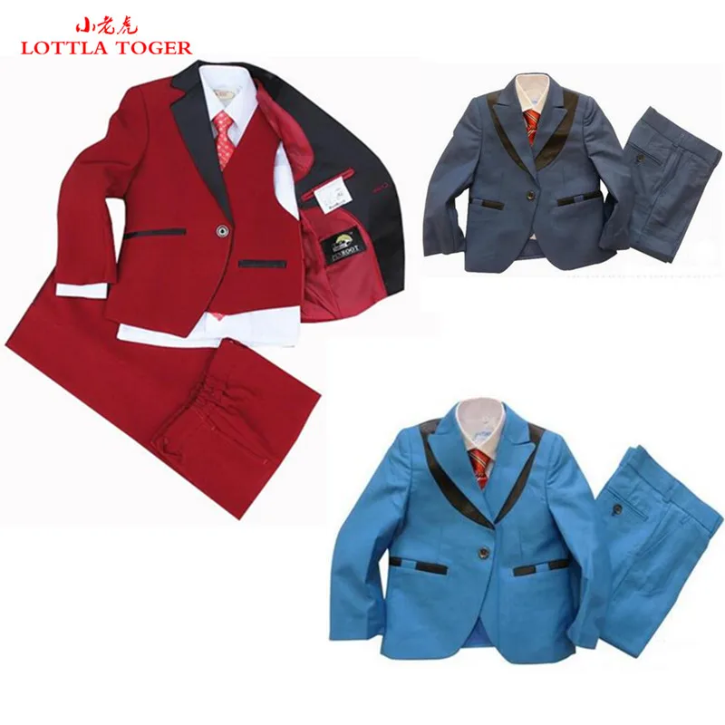 4 piece Boys suits for weddings Kids Prom Suits Red Wedding Suits for Boys tuexdo Children Clothing Set Boy Formal boys blazers