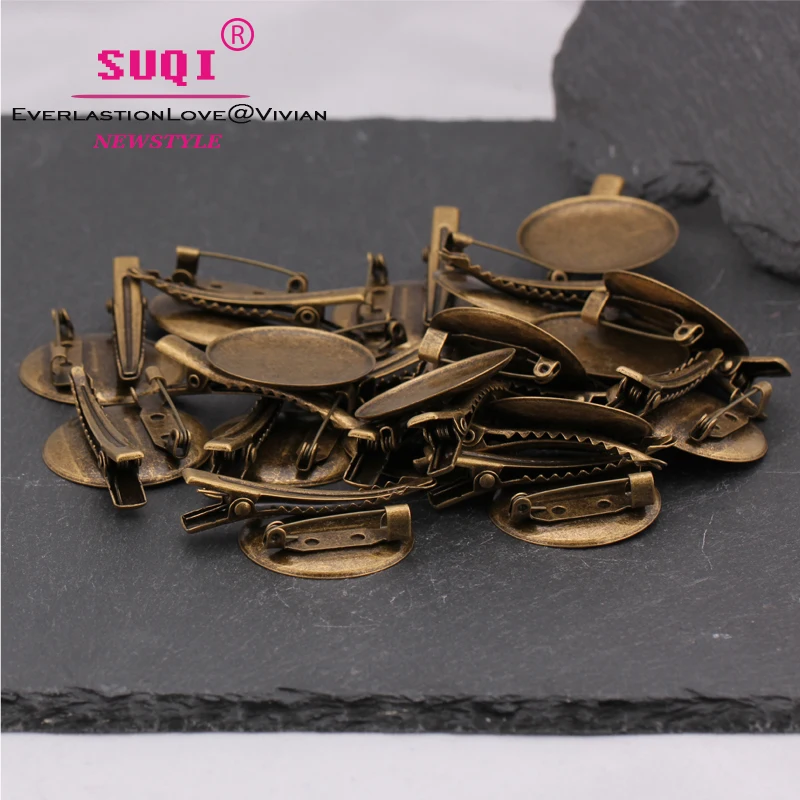 fashion brooches & hair Dual-use Vintage  Bronze Plated Iron Thickening Base Brooch DIY pins accessories 12 pieces corsage pins