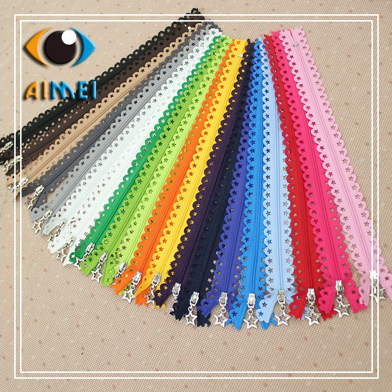 Color Five Star Lace Zippers 25Cm With Close-End Zips Hollow Nylon Zipper Clasp For Clothes Diy Material Zip Fastener For Sewing