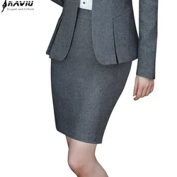 Naviu-minivestido Formal profesional de oficina para mujer, falda a la moda, color gris y negro