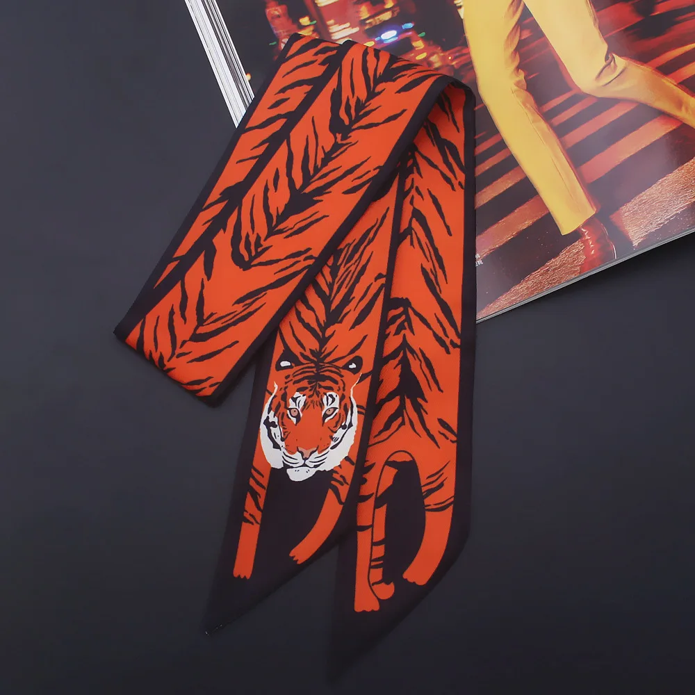 2024 new animal series Scarf Print Women Silk Scarf Fashion Head Scarf Brand Small Tie Handle Bag Ribbons Small Long Scarves