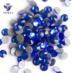 YANRUO 2058HF SS4-SS30 Sapphire Hot Fix Crystal Flat Back Hotfix Strass DIY Glass Rhinestones For Clothing