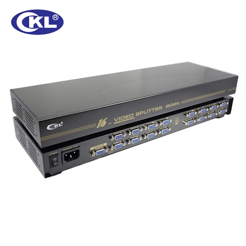 CKL-916B High Quality 16 port VGA Splitter 1 to 16 VGA Distribution for Projector,Display,TV support 450Mhz 2048*1536