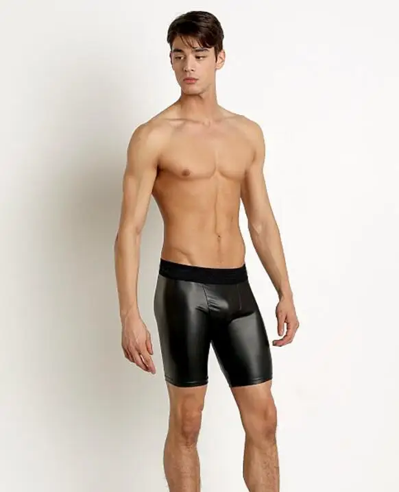 Free shipping  Men sexy low-waist tight imitation leather pants leggings patent leather nightclub stage youth underwear