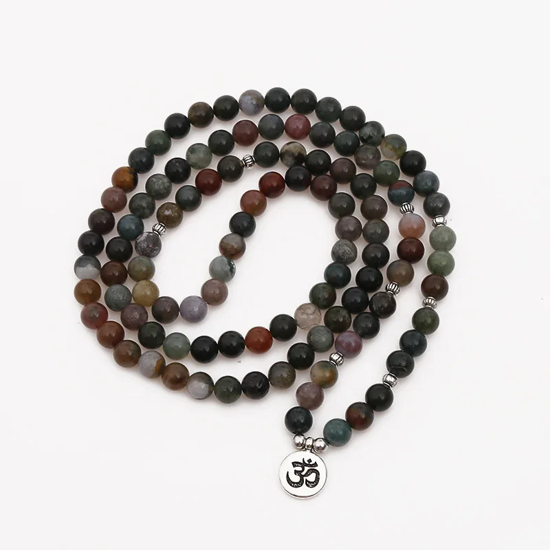 New India Onyx Stone Beads Bracelet 108 Mala Bracelet or Necklace Women Man Yoga Healing Prayer Mala Multi-layer Wrap Bracelet