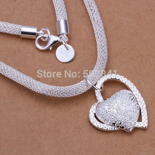 charms for women cute wedding silver color necklace jewelry silver jewelry fashion cute Heart pendant necklace TOPquality N270