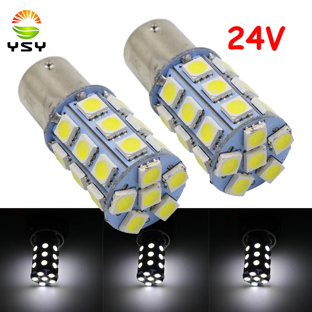 YSY 100x 24V 1156 BA15S p21w 5050 Leds 27 SMD 1156 Led Bulb Auto Brake Parking Tail Lamp Turn Reverse Signals White Light