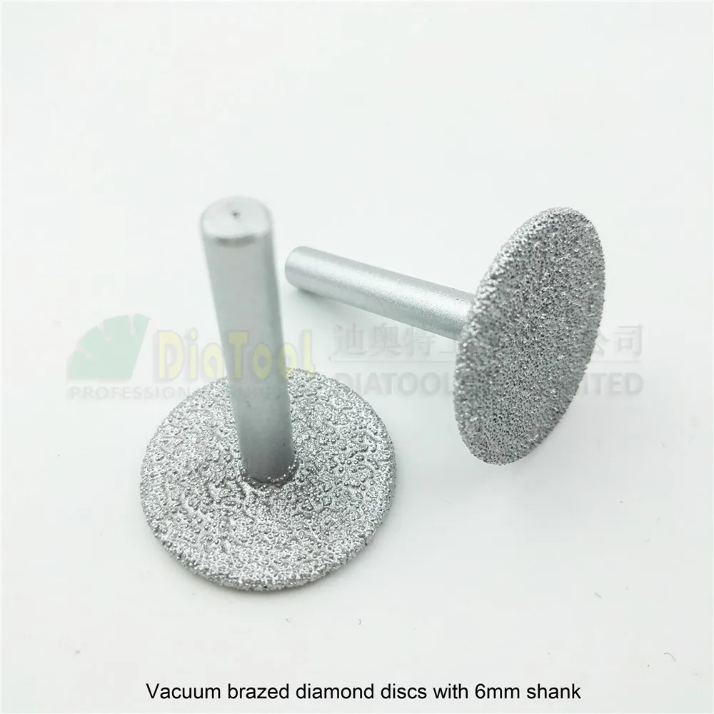 DIATOOL 2 stks Dia30mm Vacuümgesoldeerde Diamond Discs Met 6mm Schacht, Diamond Mill, professionele Kwaliteit