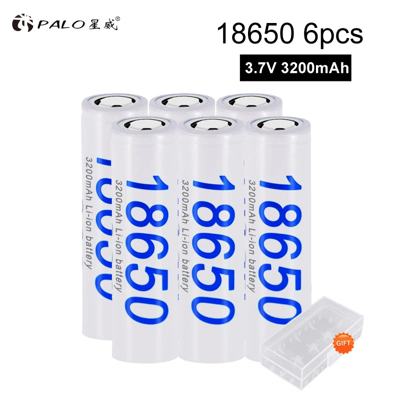 

PALO 100% 18650 Rechargeable Battery 3200 Mah lithium Battery Use For Electronic Cigarette 3.6V Li-ion Flashlight Batteries