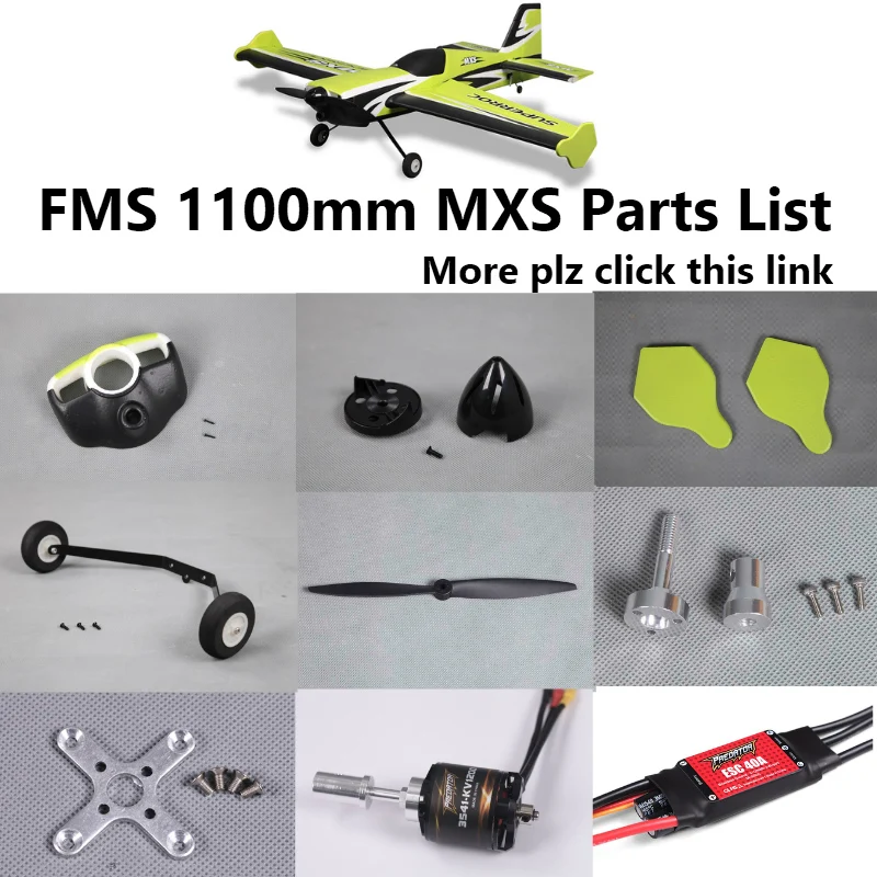 FMS 1100 millimetri MXS V2 Lista Parti di Elica Spinner Cowl Albero Motore Bordo di Montaggio carrello di Atterraggio ESC RC Modello di Aereo aereo