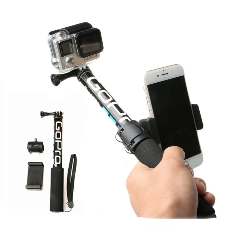 Self Selfie Stick Handheld Extendable Pole Monopod Phone Holder Adapter for Go Pro HERO 12 11 DJI OSMO Pocket Action 4 3 Camera