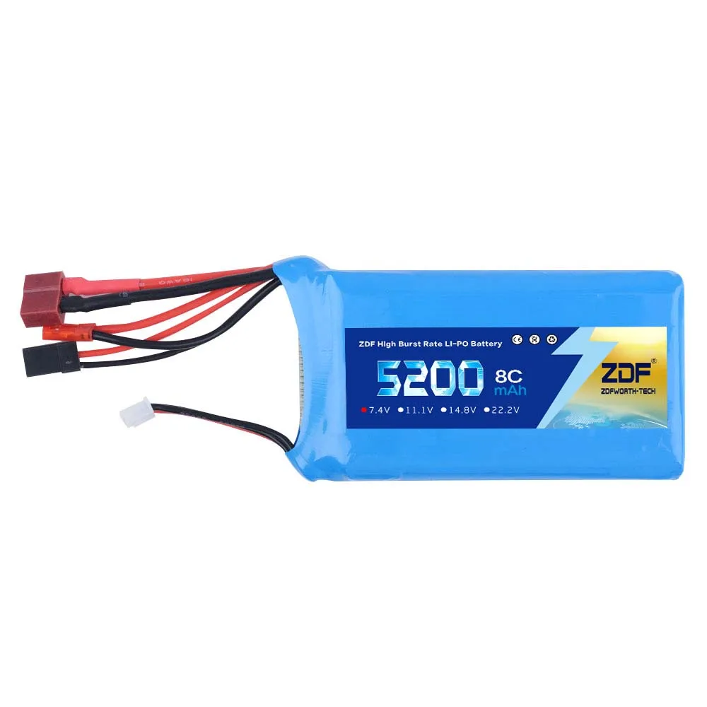 Bateria Lipo Poder ZDF 8C 2 S 7.4 V 5200 mAh Li-Po Bateria Para 1/5 RC carro A Gasolina transmissor Bateria de Li-poli