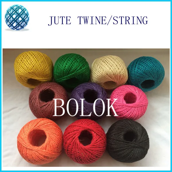 20pcs Solid Colors Bakers juteTwine Natural Fiber Jute 10 Colors of Yellow, Navy Blue, Hot Pink, Lime Green Red