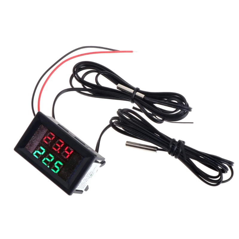 Upgraded Metal Probe Thermometer Waterproof NTC Dual Digital Thermometer Precision Display DC 4-28V Quick Connection  Dropship