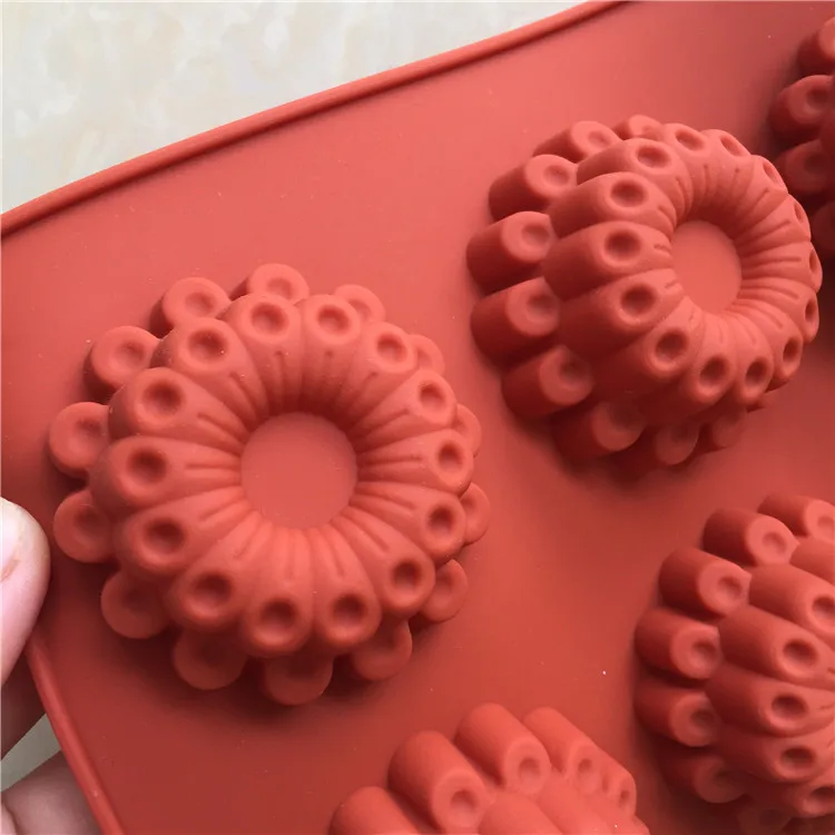 Silicone Bakeware 8 Holes Flower Shaped Cake Mold Mold Silicone Chocolate Mold Peacock Tail Fan H062