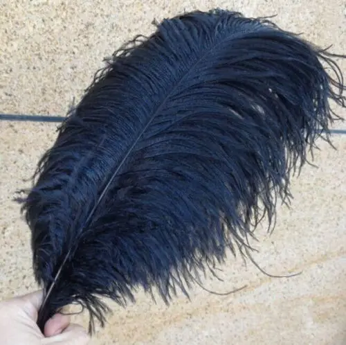 10PCS Thick pole ostrich feather black feather ostrich plumage 55-60cm / 22-24 inches plume artware performing decorations