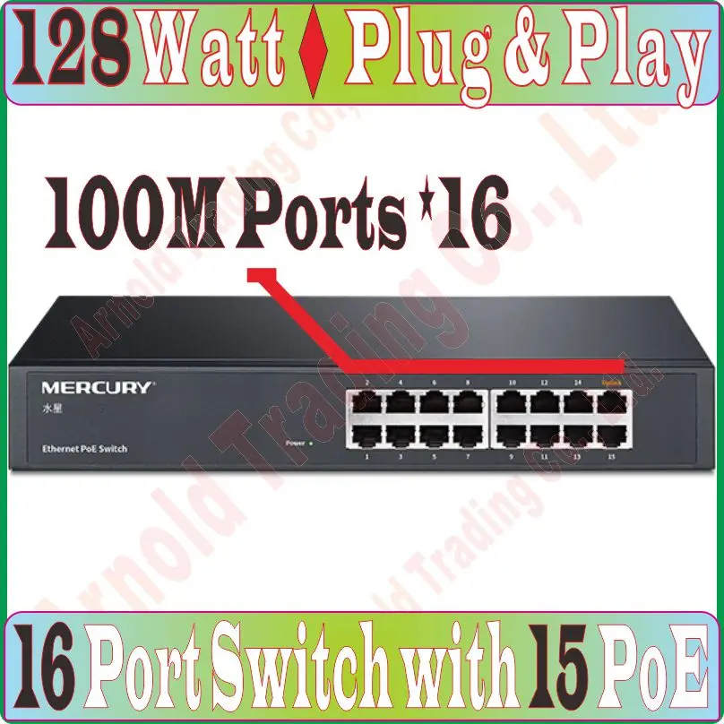 Max. PoE 128W 16 ports POE Switch with 15 POE ports power to ip camera,wireless ap, 15-port PoE Switch with 1* RJ45 Uplink Port