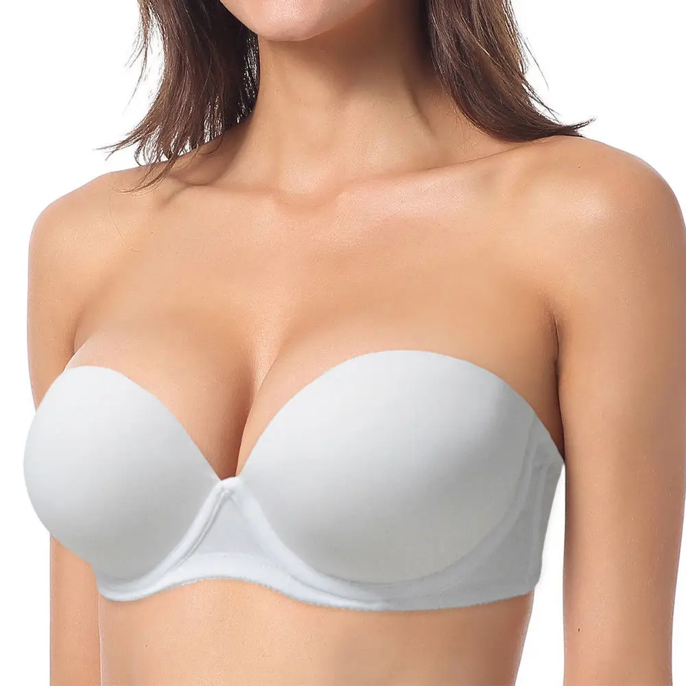 YANDW Sexy Wedding Multiway Underwear Add 2 Cup Super Padded Push Up Bra White Black Strapless Bras Size 32 34 36 38 40 A B C D