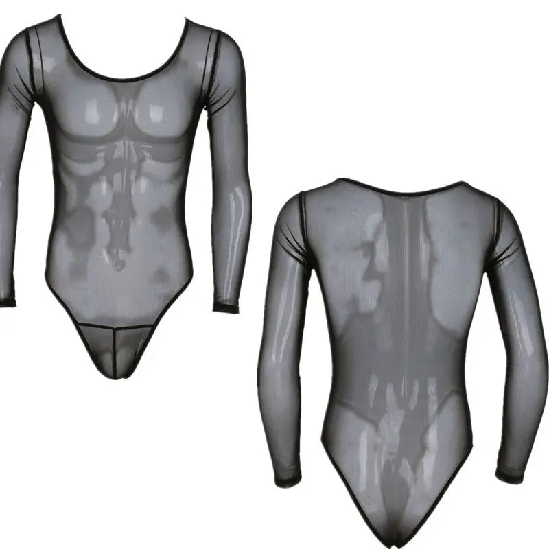 

Sexy Men Mesh Mankini See Through Leotard Bodysuit Wrestling Male Sheer Crotch Pouch Gay Fetish Lingerie Clubwear Nightwear