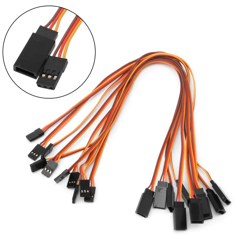 10Pcs 150 / 200 / 300 / 500mm Servo Extension Lead Wire Cable For RC Futaba JR Male to Female 30cm