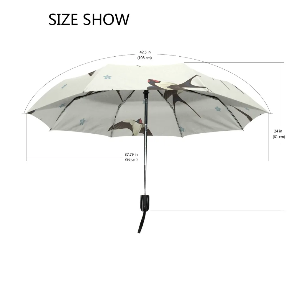 Fully Auto Open Umbrella Rain Women Swallow Bird Paraguas Men 3 Folding Unisex Rain Gear Umbrellas for Children Gift