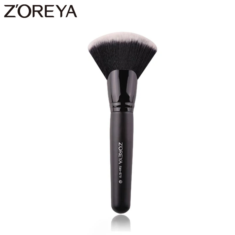 Zoreya Brand  Professional Nylon Large Fan Brush Black Wooden Handle Makeup Brushes Beauty Cosmetic Tools For Blusher