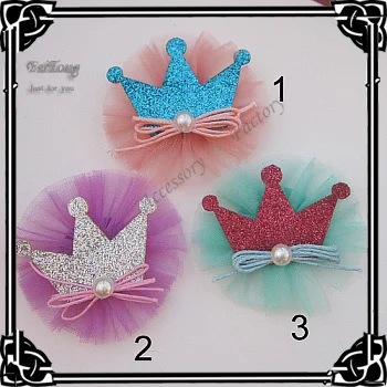 Free shipping!36pcs/lot  6cm tulle flower mesh flower 3colors for your pick