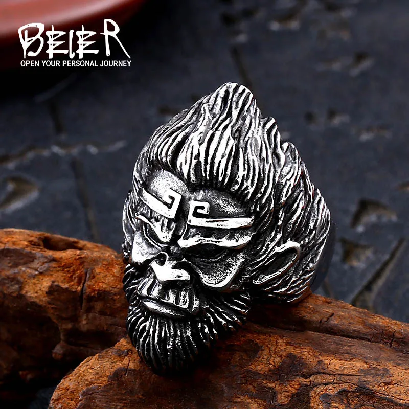 BEIER Chain style Monkey King For Man Son Goku cartoon charm big finger ring Movie Ring Unqiue Movie jewelry BR8-568