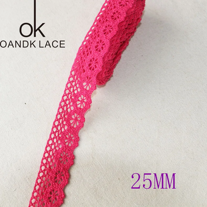 5 yard25MM Cotton lace fabric for home decoration Garment accessories Home textile materials DIY manual dentelleRose and Pink