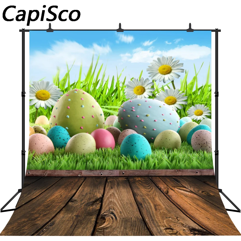 Виниловый фон для фотосъемки Capisco, деревянный пол, красочное яйцо, счастливый пасхальный фон для детей, фотостудия для новорожденных